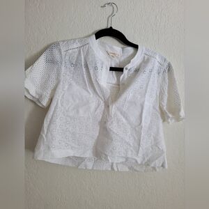 Rebecca Taylor Eyelet skirt and cropped shirt set | size 2